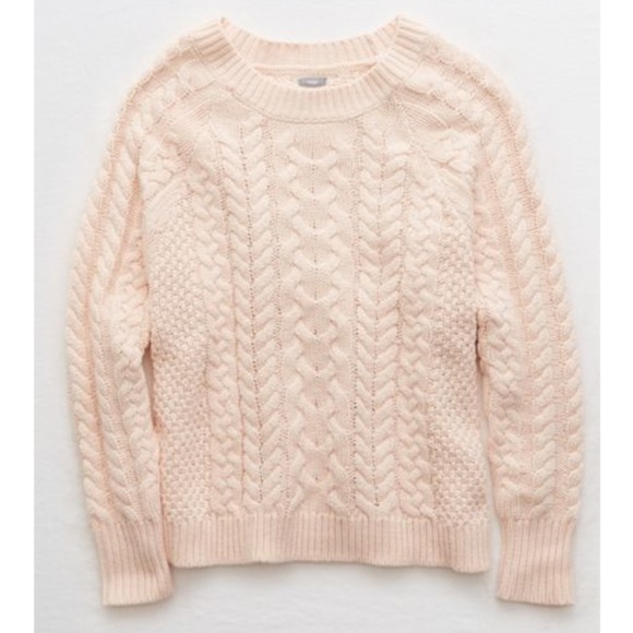 blush cable knit sweater